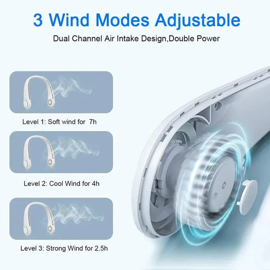 Rechargeable Portable Hanging Neck Fan (Imported)